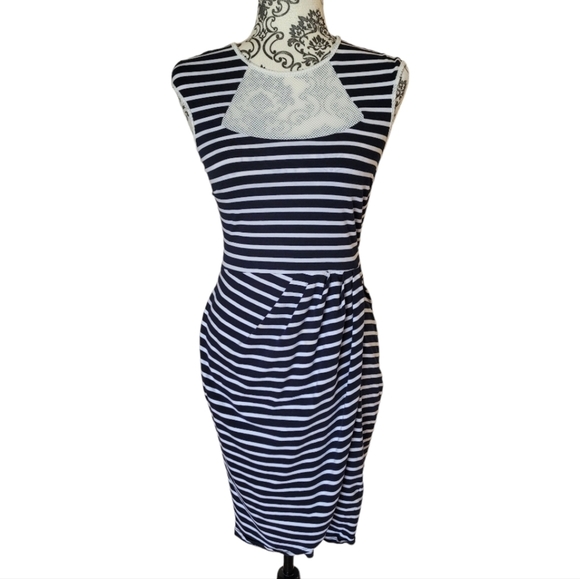 Belle Badgley Mischka striped cotton sleeveless dress size 4 - Picture 1 of 16